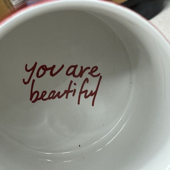 You Are Beautiful 16oz Stoneware Coffee Mug Red Roses Threshold Plant Lover Gift - Picture 4 of 10